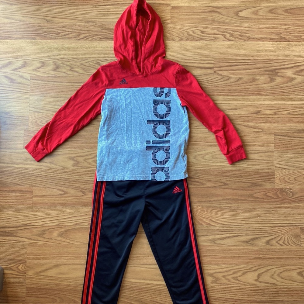 Boys Adidas Hooded Top and Track Pants